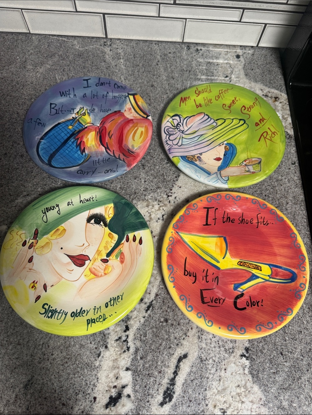 Nanette Vacher Ladies With Attitude Dessert Plates Set of 4